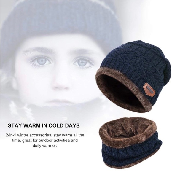 Kids Winter Hat and Scarf Set, 2Pcs Warm Knit Beanie Cap and Scarf 2 Set - Picture 3 of 8